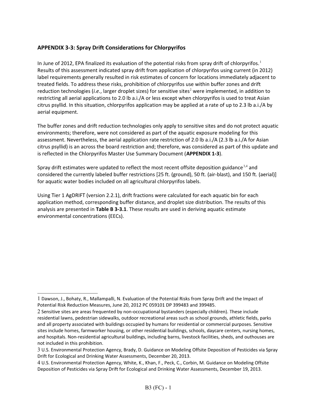 APPENDIX 3-3: Spray Drift Considerations for Chlorpyrifos