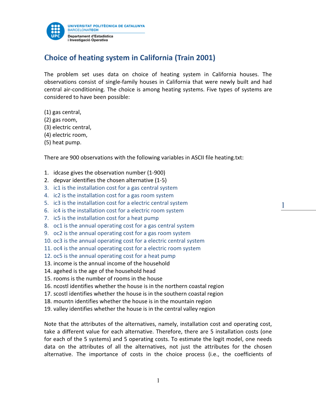 Choice of Heating System in California (Train 2001)