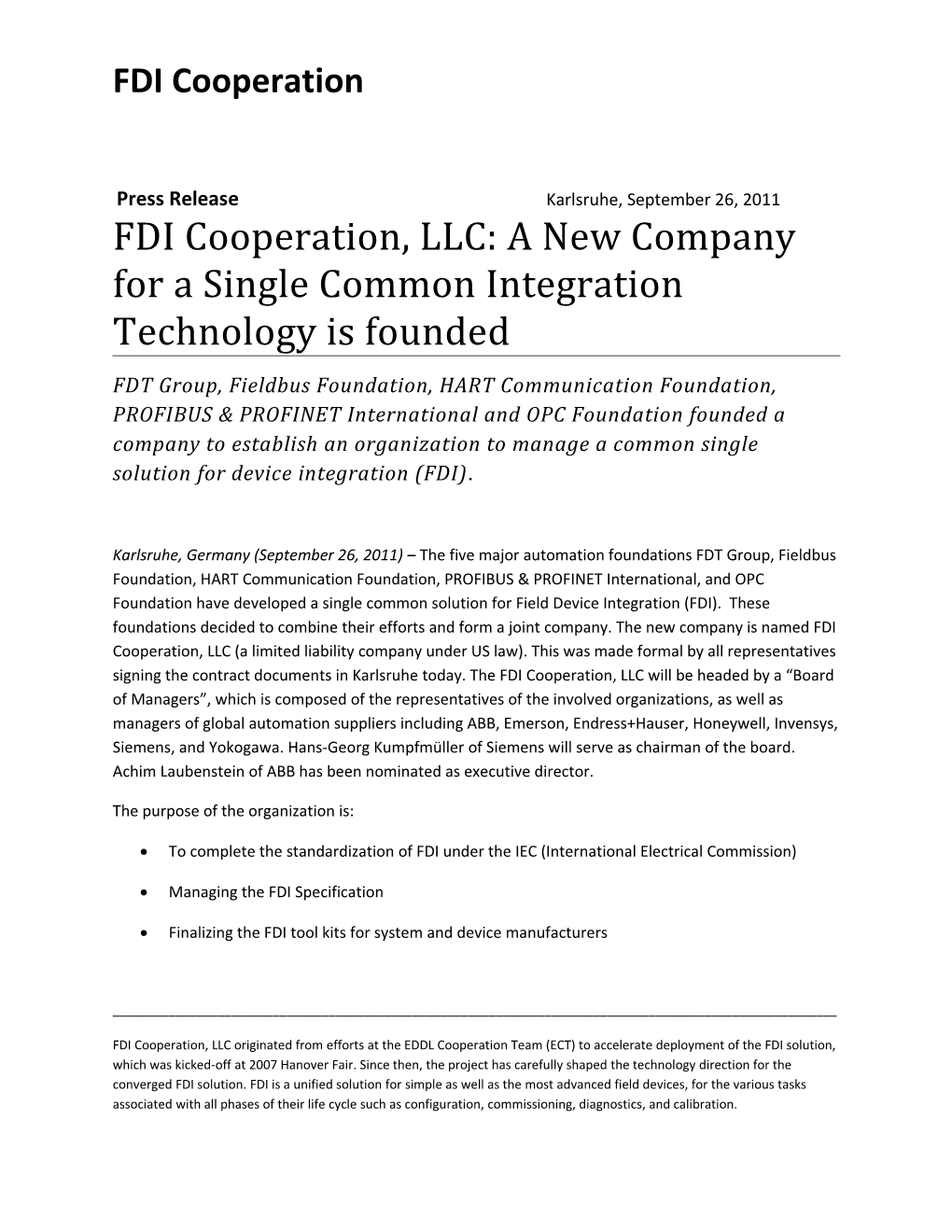 FDI Cooperation Nimmt Fahrt Auf Um Eine Gemeinsame Lösung Für Das Gerätemanagement Zu Schaffen