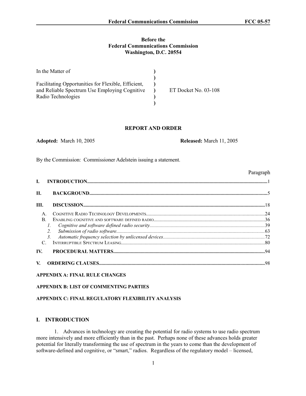 Federal Communications Commissionfcc 05-57