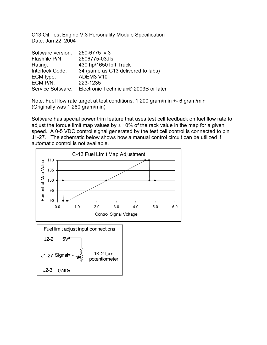 C13 Oil Test Engine Personality Module Specification