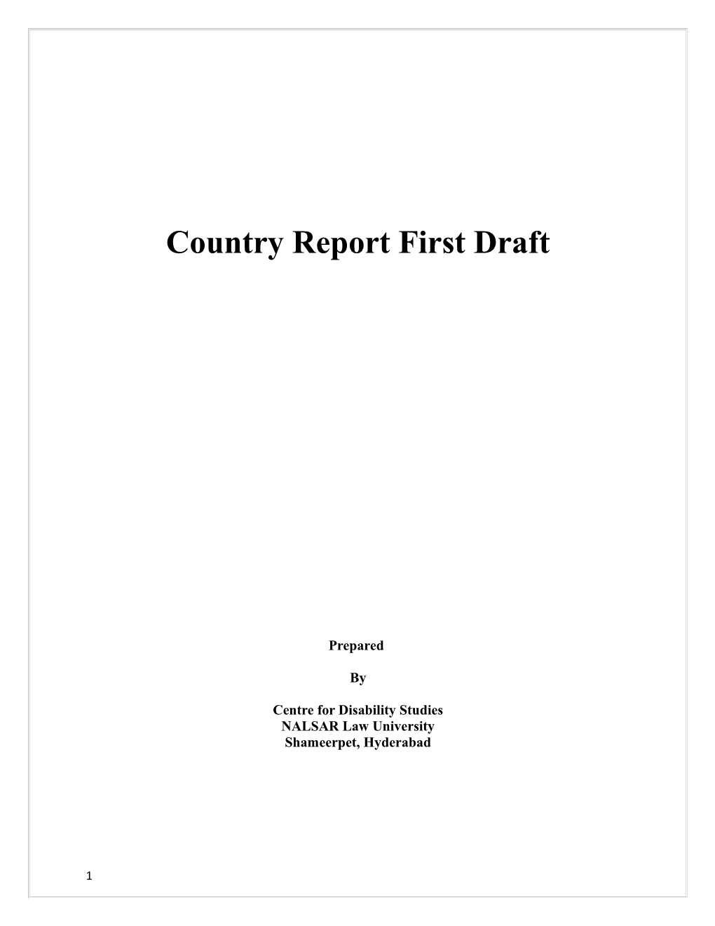 Country Report First Draft