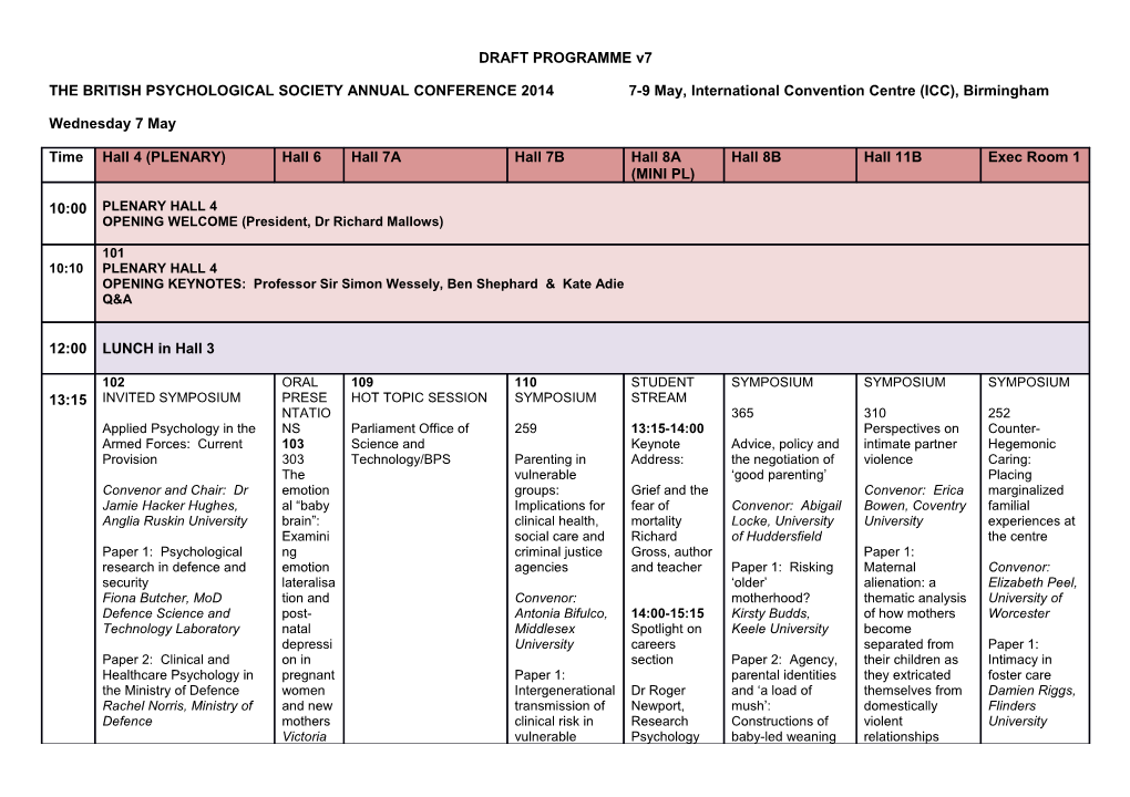 DRAFT PROGRAMME V7