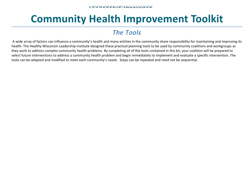 Community Health Improvement Toolkit
