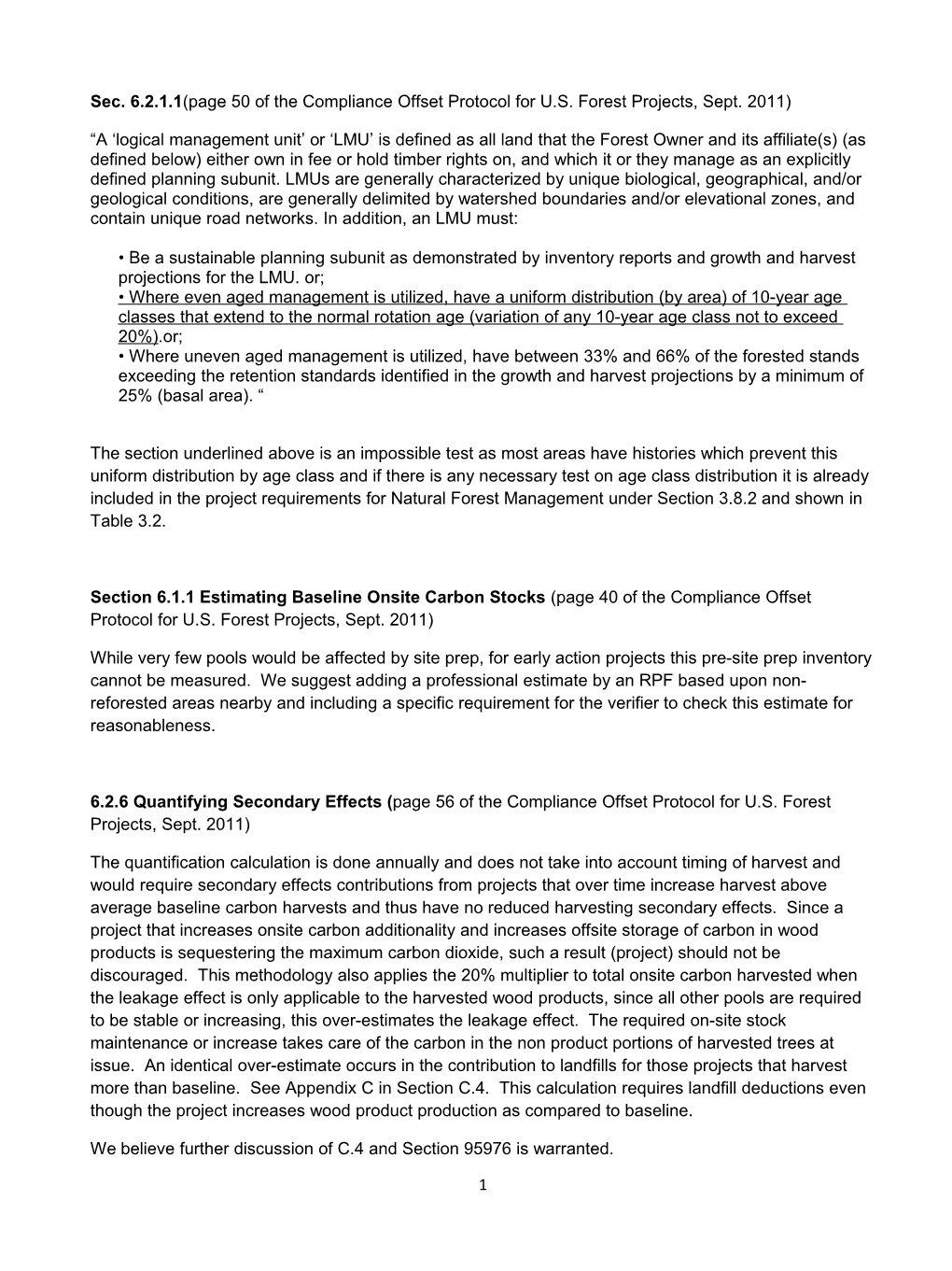 Sec. 6.2.1.1(Page 50 of the Compliance Offset Protocol for U.S. Forest Projects, Sept. 2011)