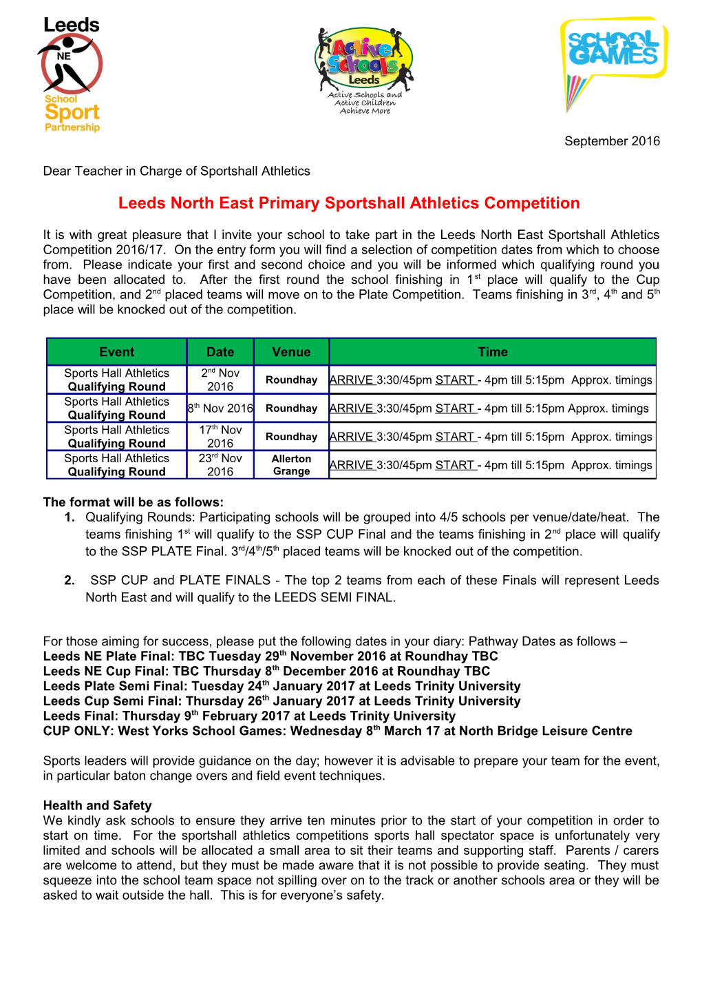 Leeds North East Primary Sportshall Athletics Competition