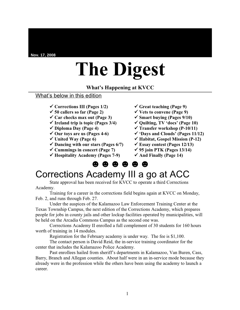 Corrections III (Pages 1/2) Great Teaching (Page 9)