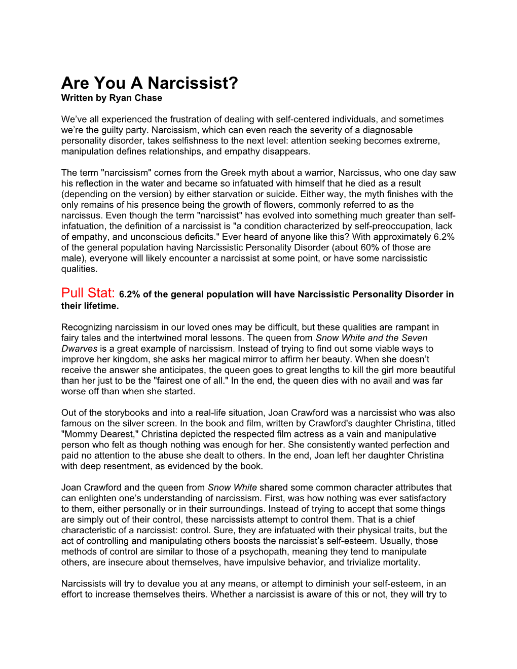 Are You a Narcissist?