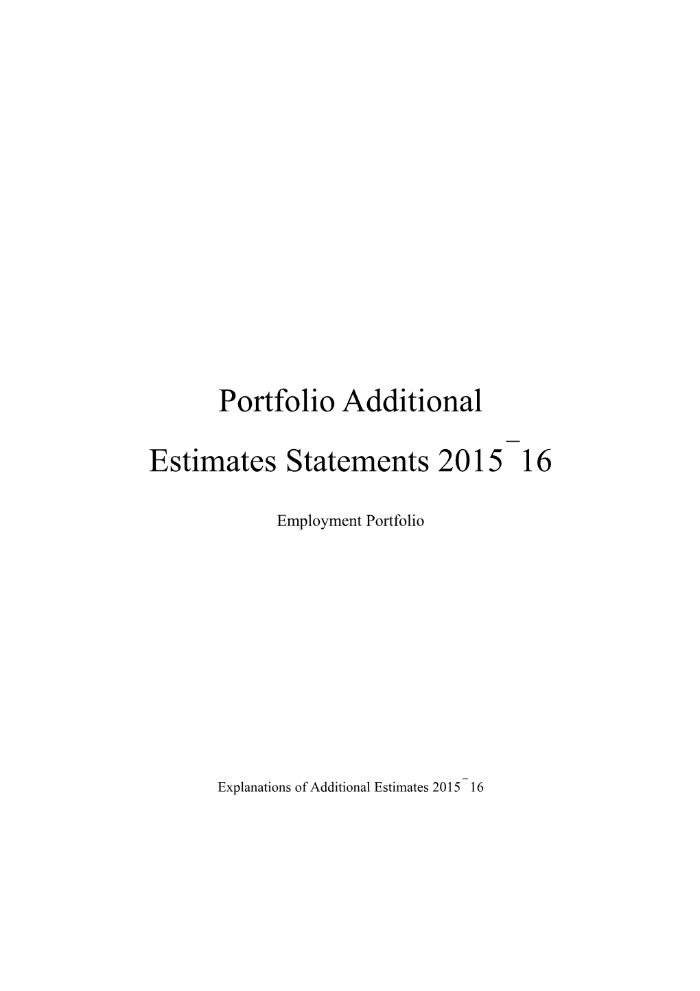 Portfolioadditional Estimates Statements 2015 16