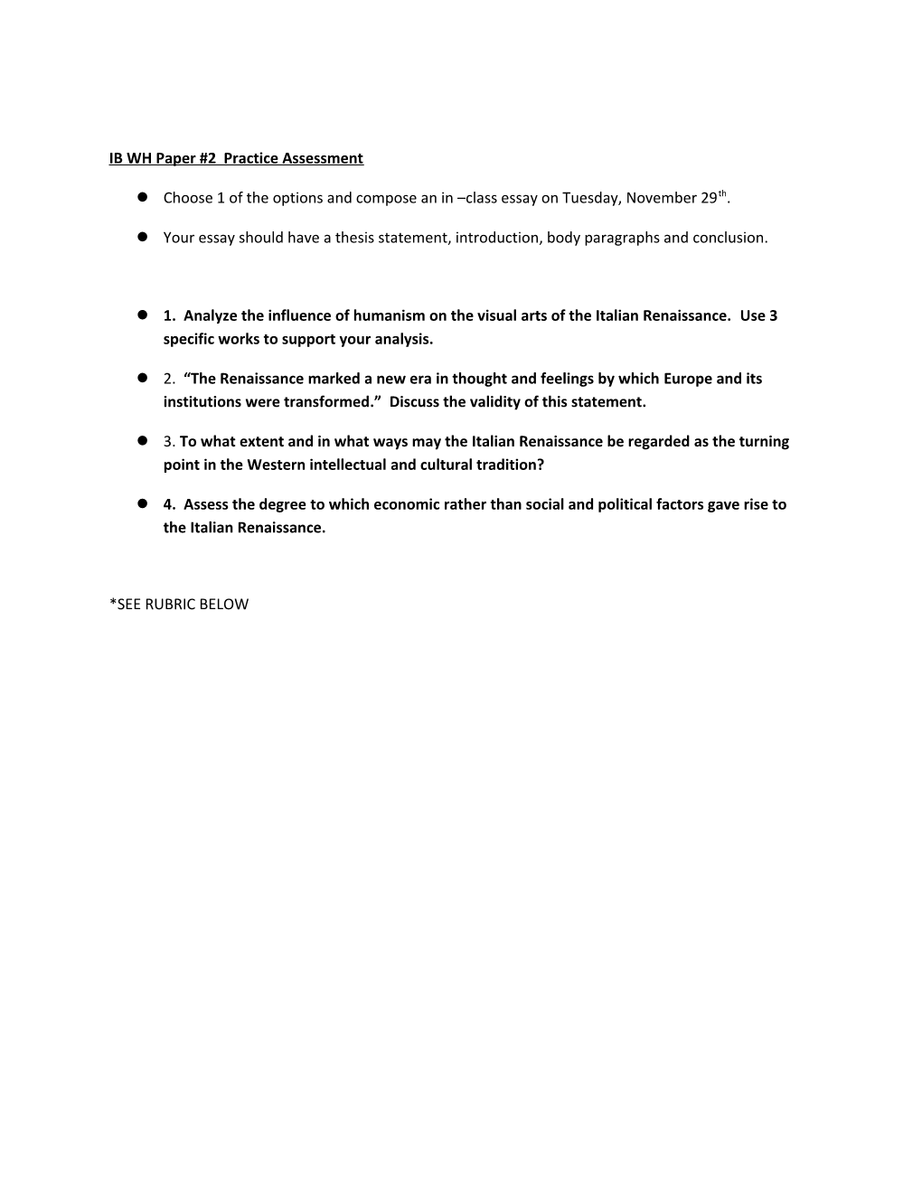 IB WH Paper #2 Practice Assessment