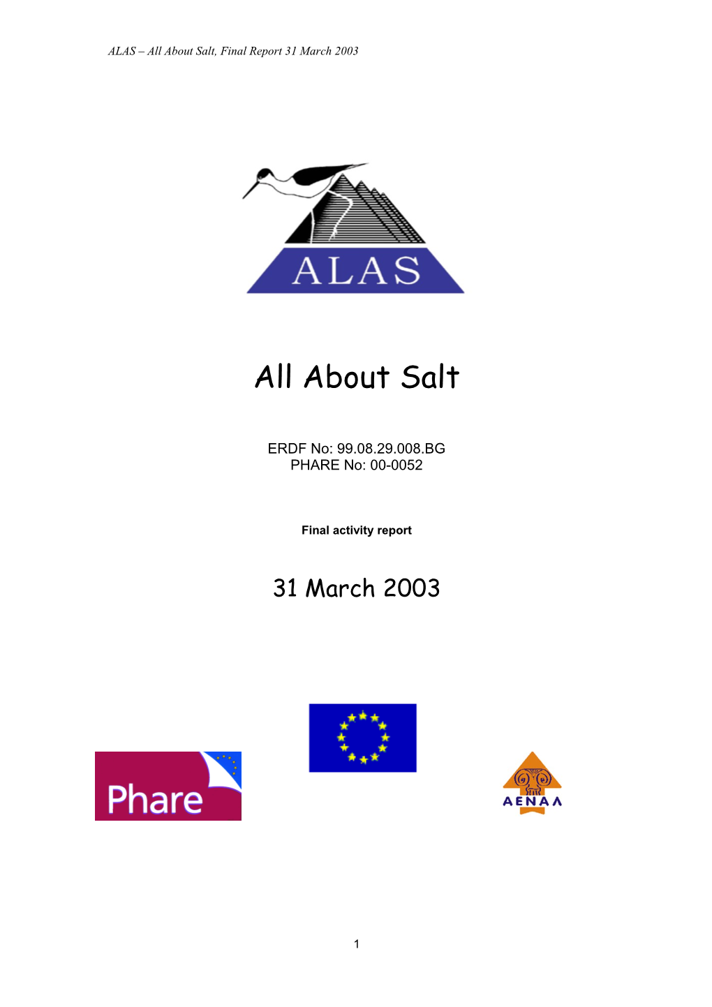 ALAS All About Salt, Final Report 31 March 2003
