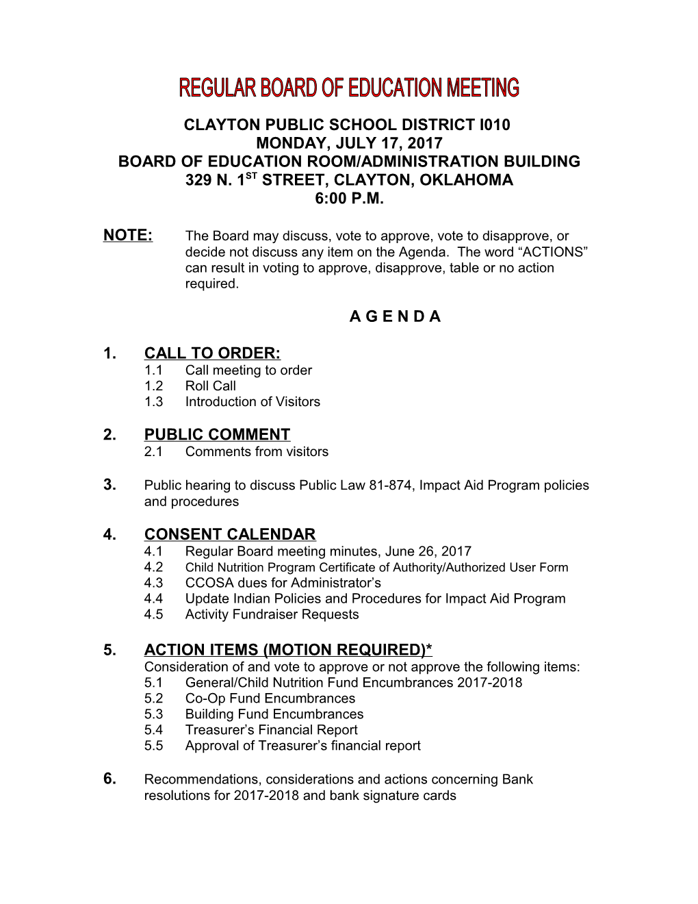 Clayton Public School District I010