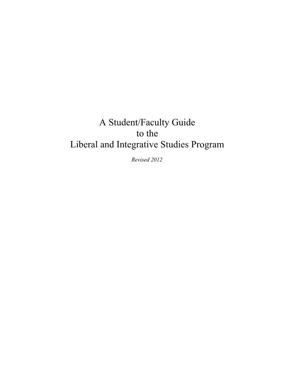 A Student/Faculty Guide