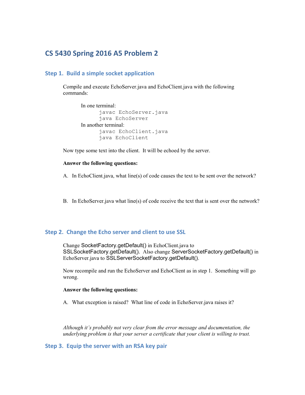 Step 1. Build a Simple Socket Application