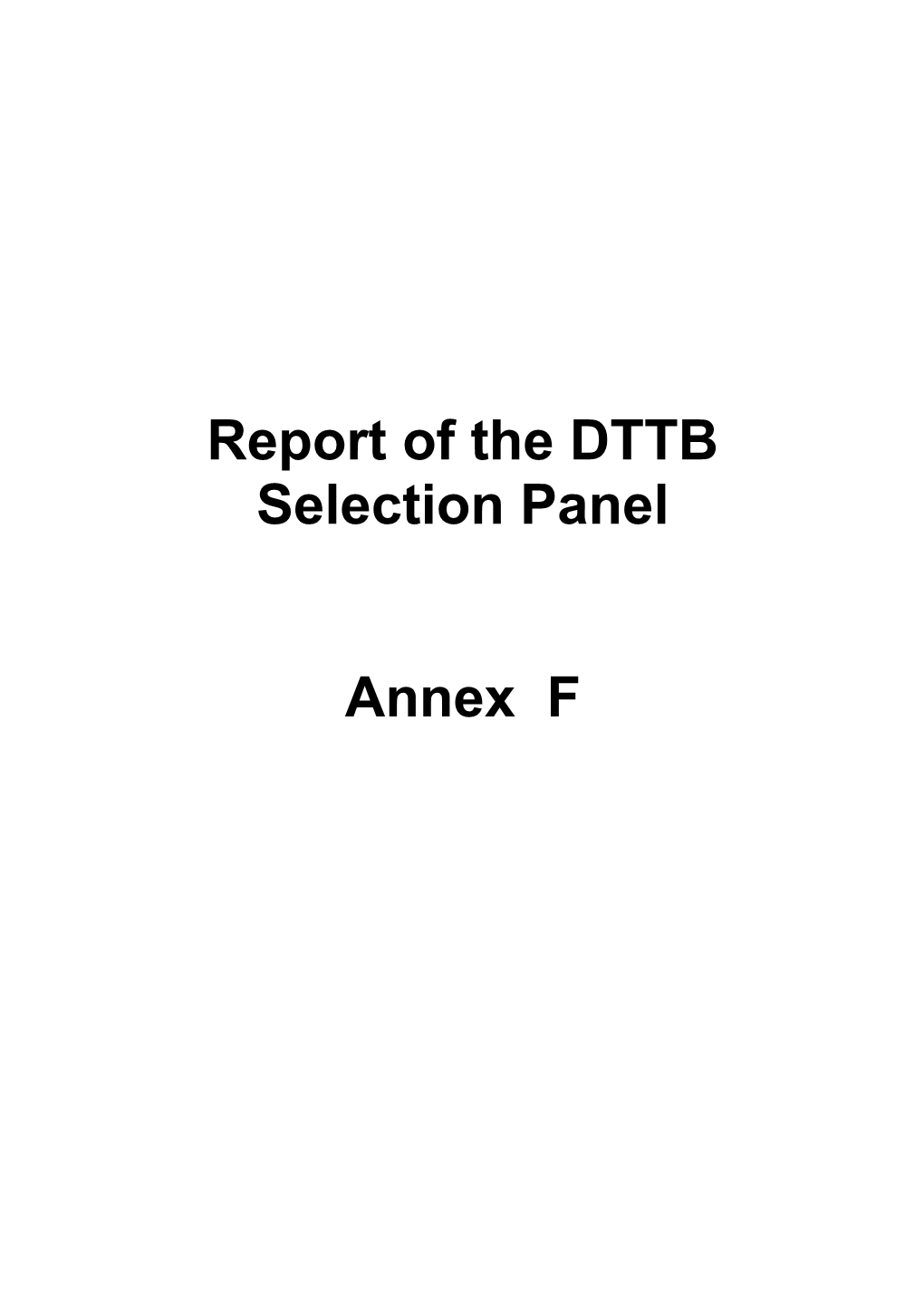 Report of the DTTB