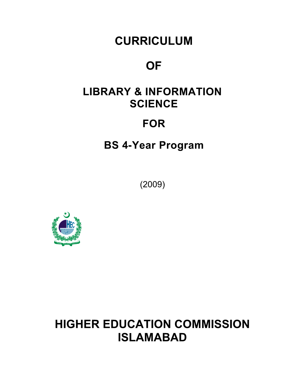 Standardized Format / Scheme of Studies for Four-Year Integrated Curricula for Bachelor