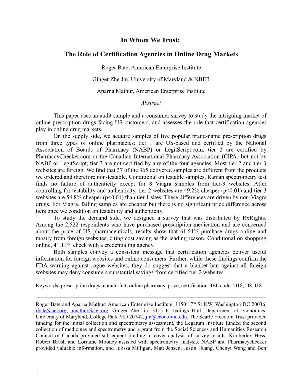 The Role of Certification Agencies in Online Drug Markets