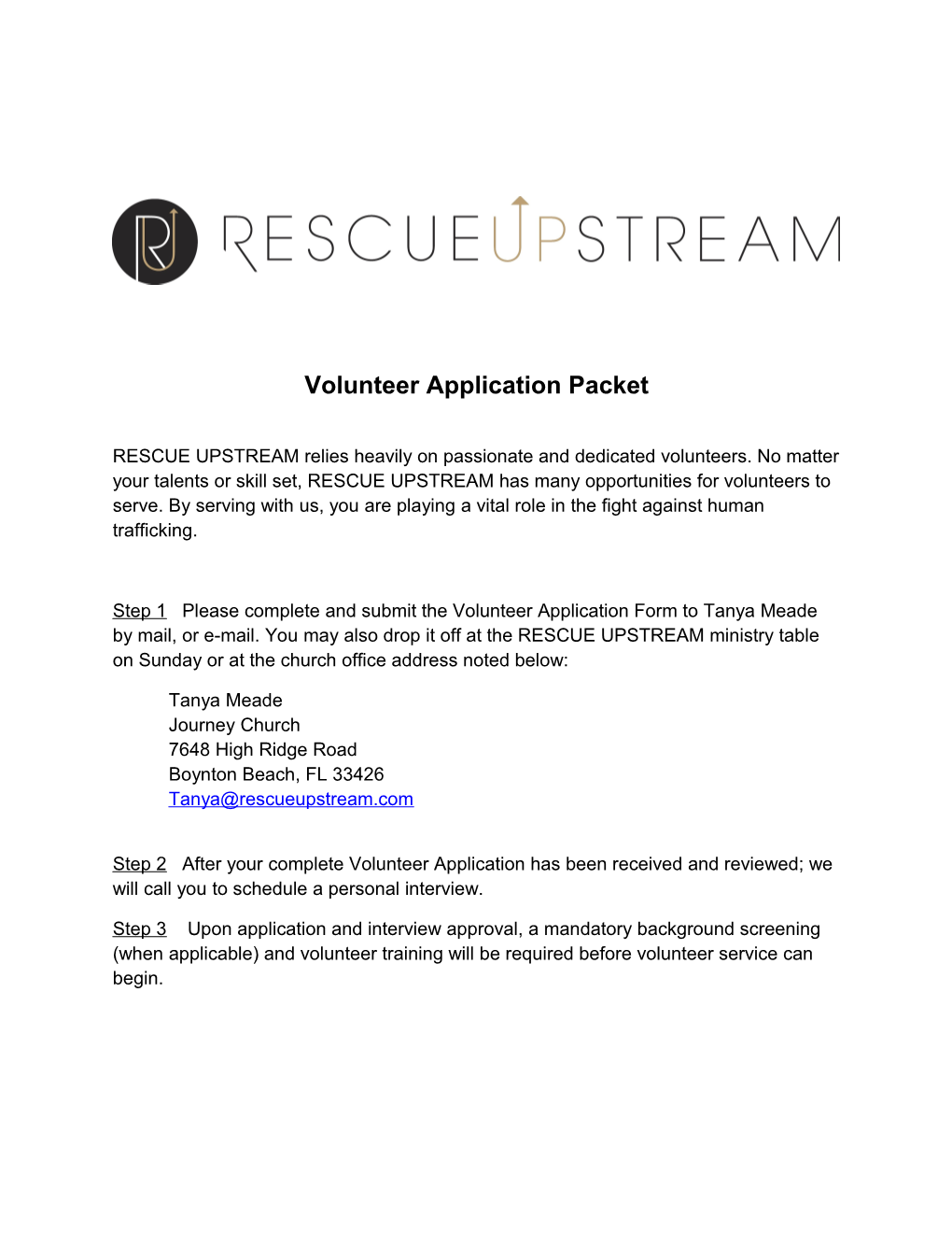 Volunteer Application Packet