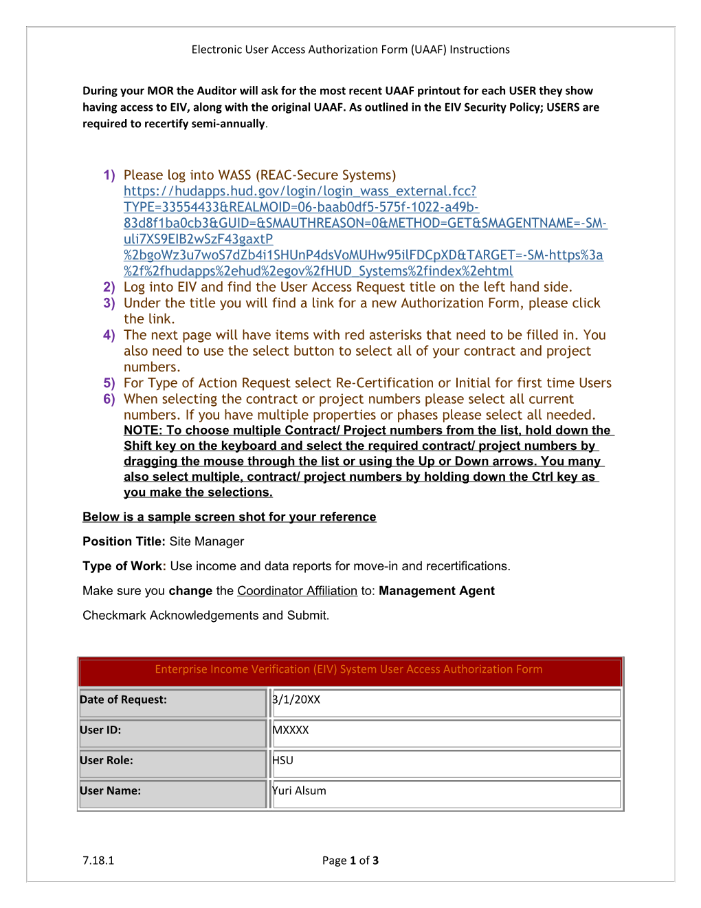 Electronic User Access Authorization Form (UAAF) Instructions