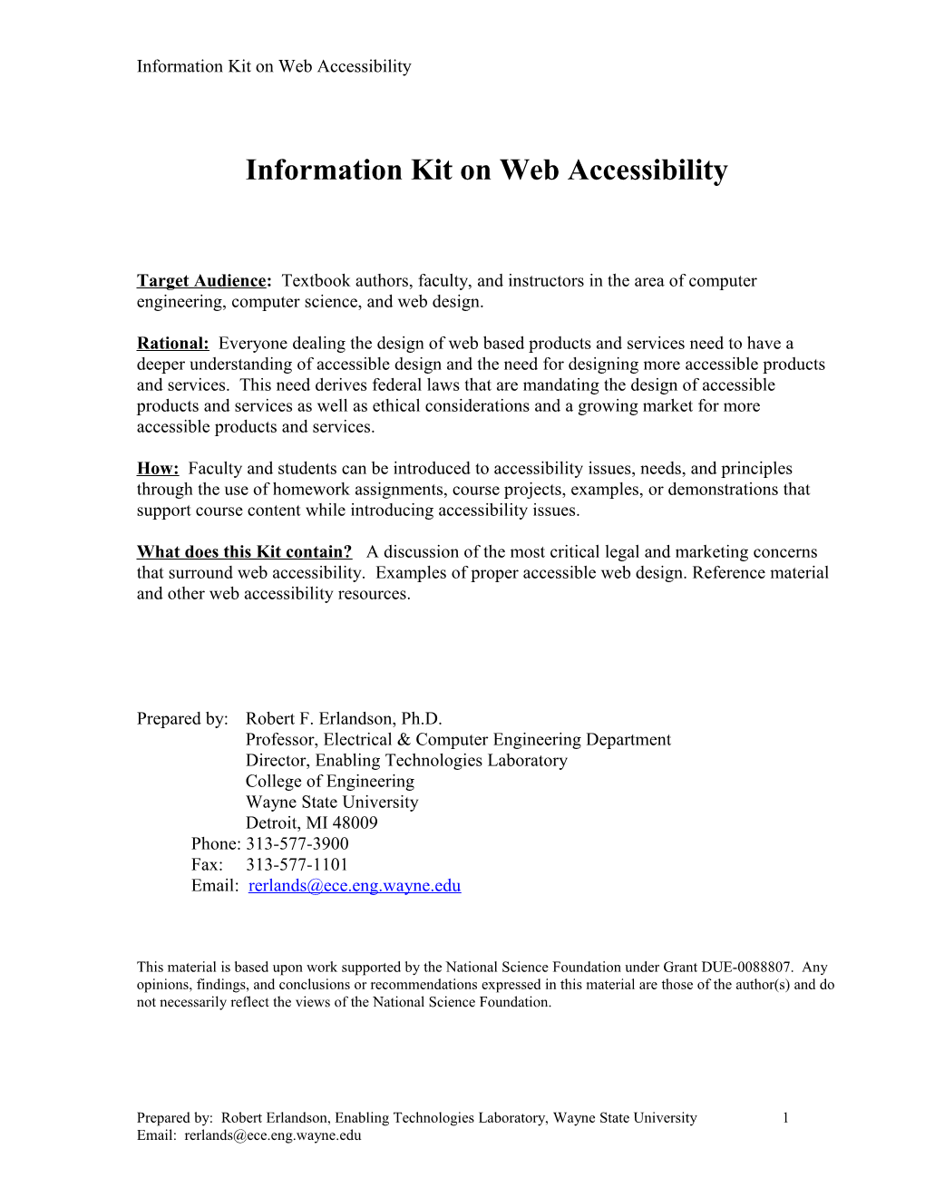 Information Kit on Web Accessibility