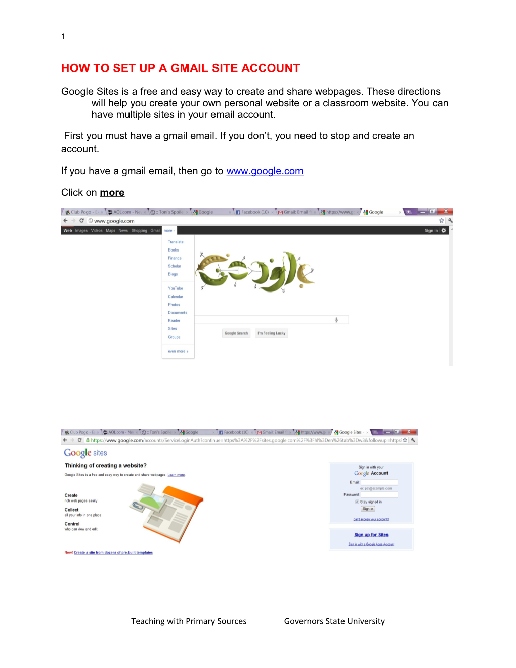 How to Set up a GMAIL SITE Account