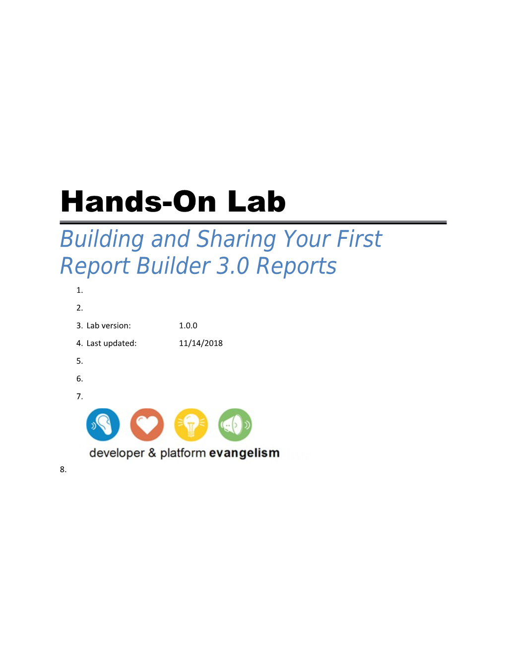 Hands on Lab: Building and Sharing Your First Report Builder 3.0 Report