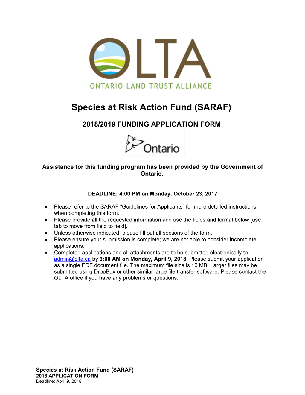 Species at Risk Action Fund (SARAF)