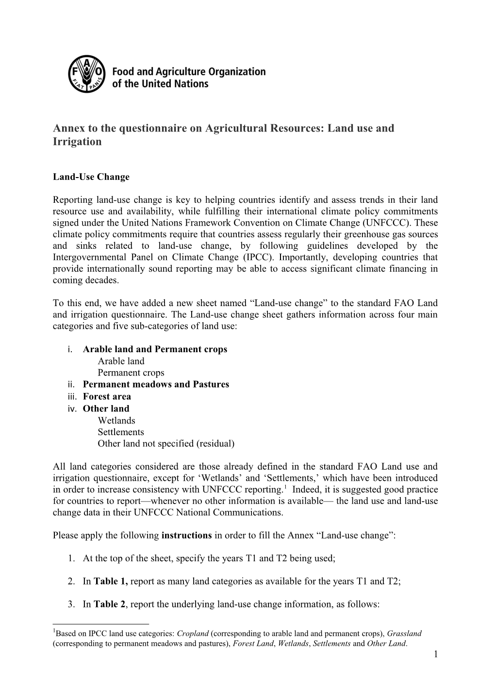 Food and Agriculture Organization of Teh United Natons - Statistics Division