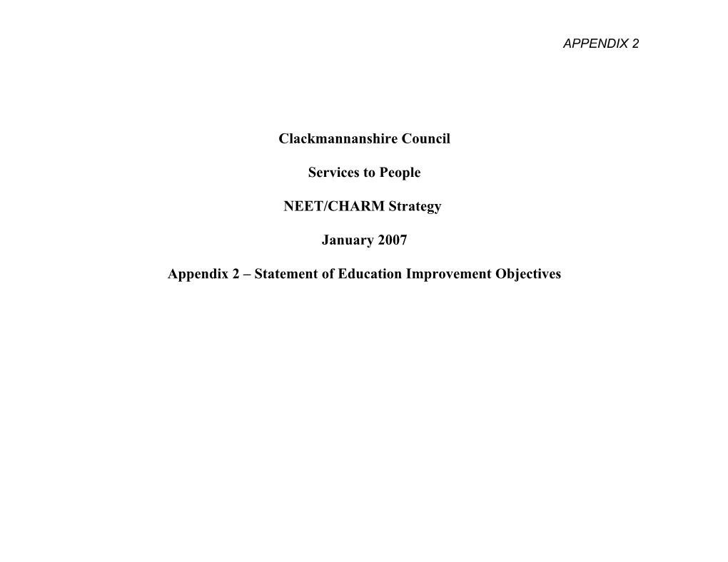 NEET & CHARM Strategy - Statement of Improvement Objectives