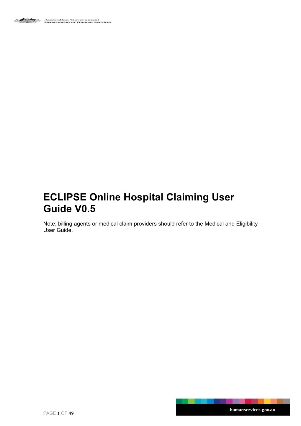 ECLIPSE Online Hospital Claiming User Guide V0.5