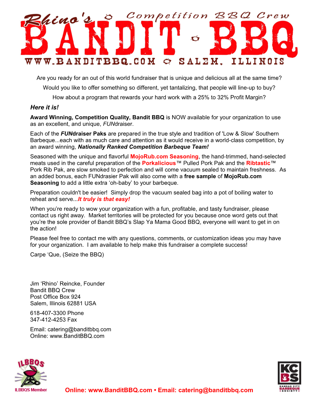 Bandit BBQ Letterhead