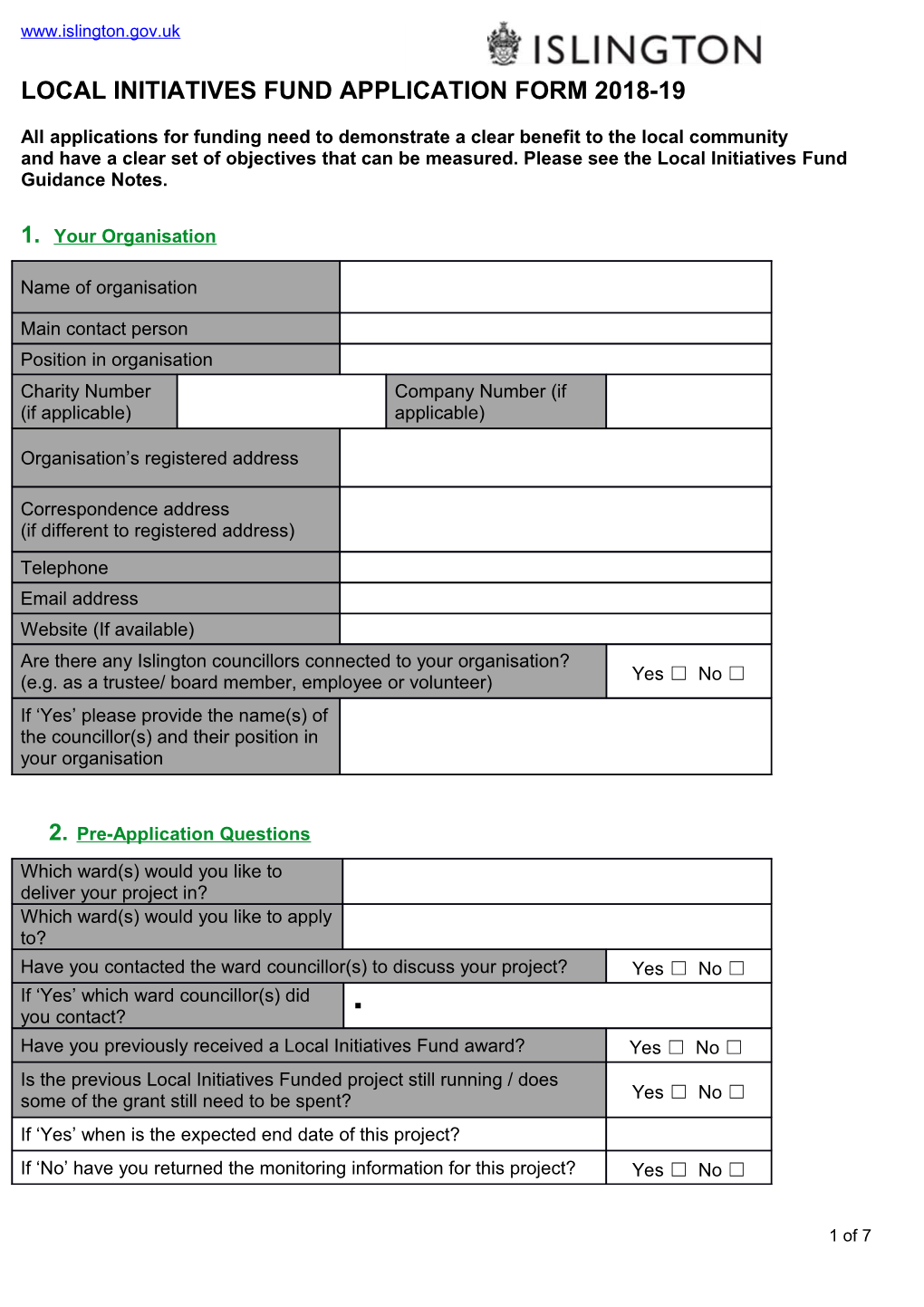 LIF Application Form