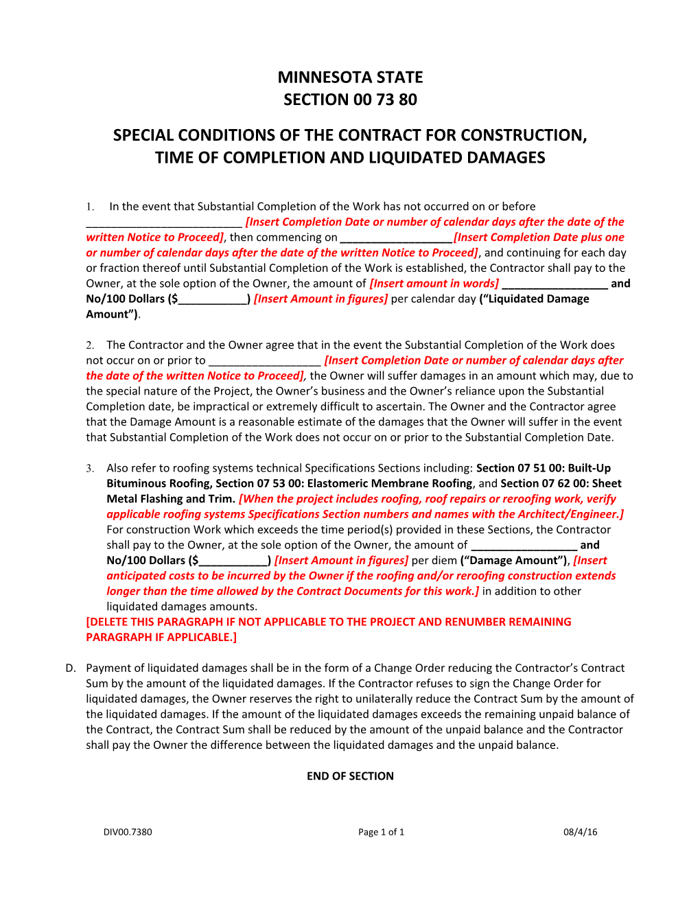 Special Conditions of the Contract for Construction