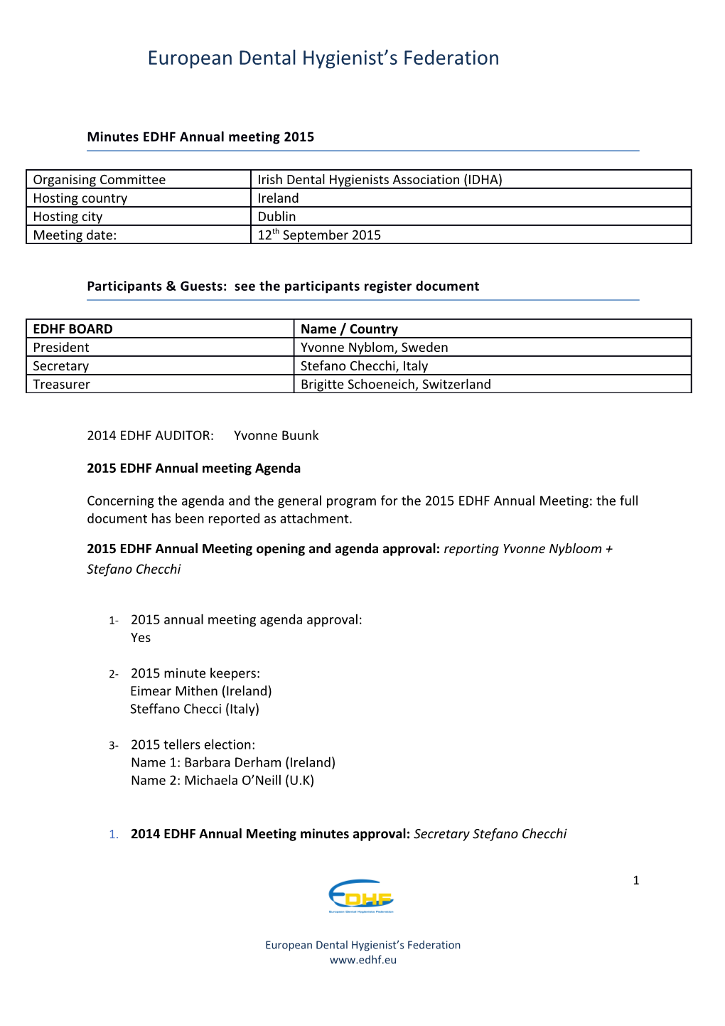 Minutes EDHF Annual Meeting 2015