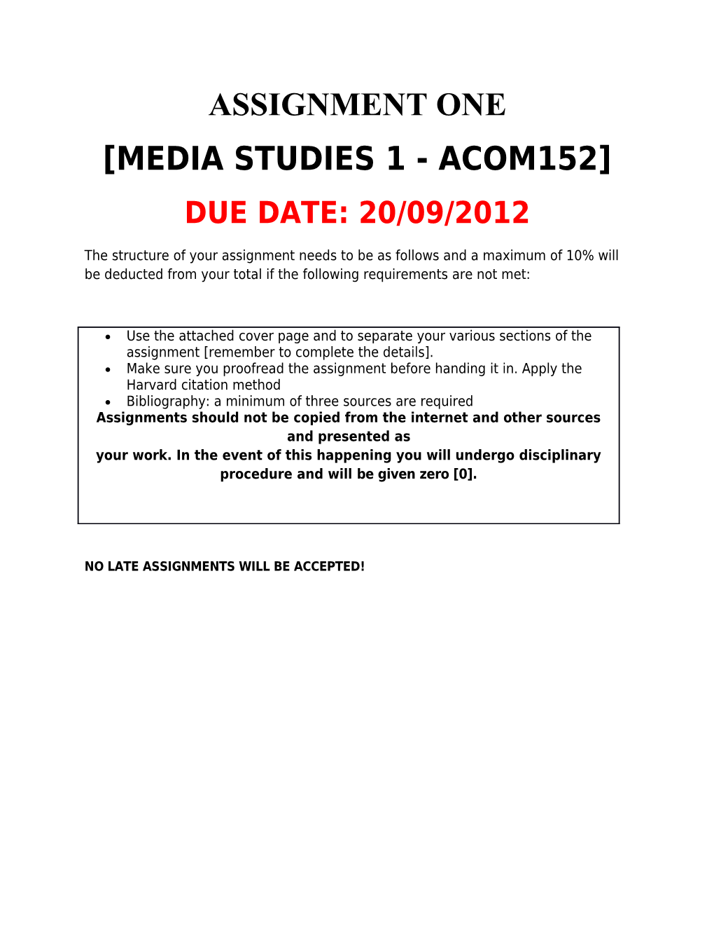 Media Studies 1 - Acom152
