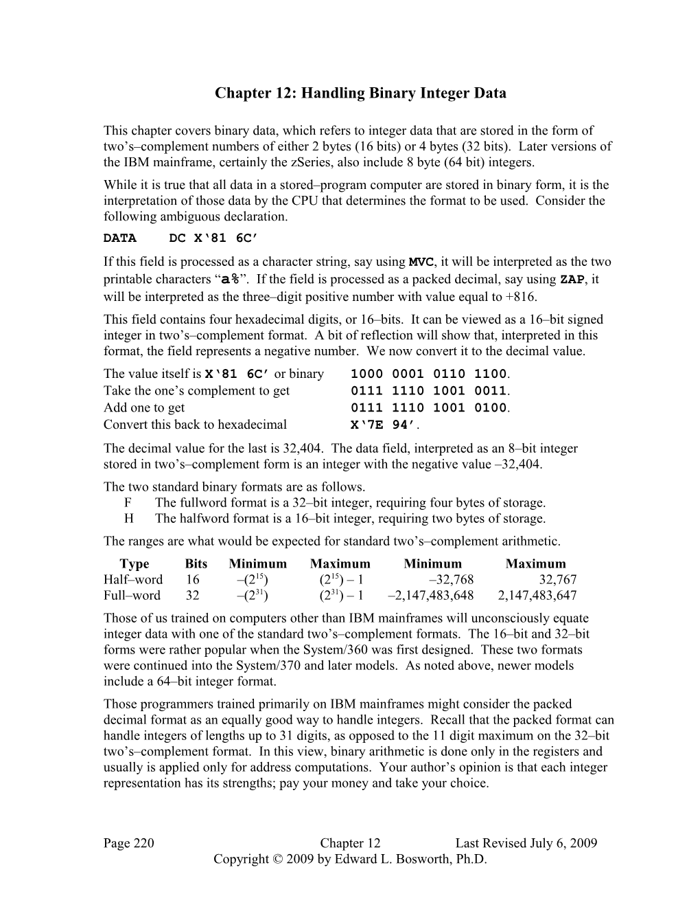 Handling Binary Integer Data