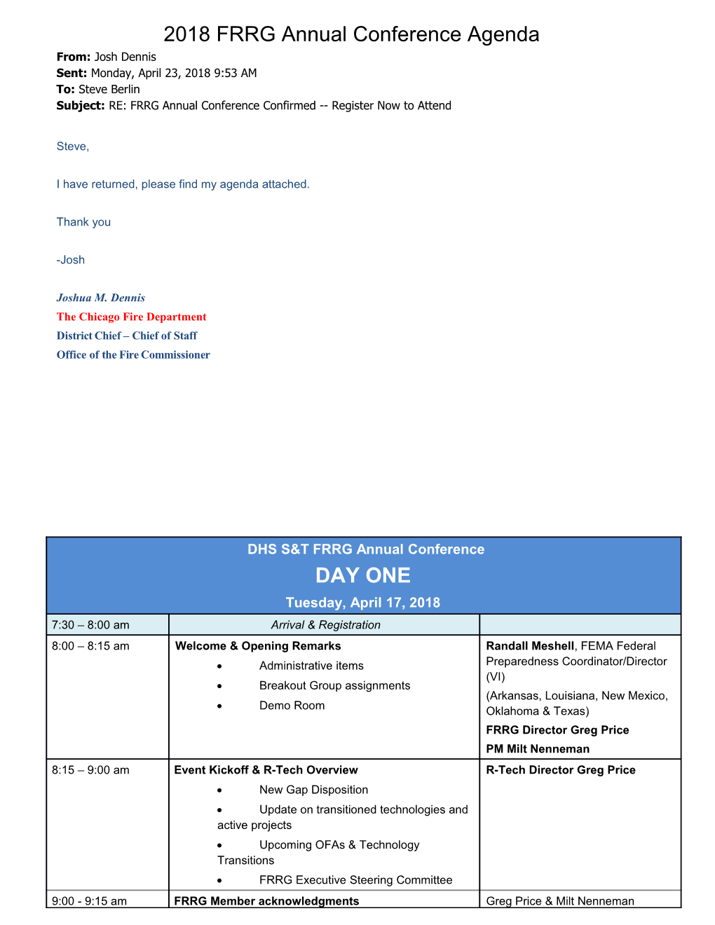 2018 FRRG Annual Conference Agenda