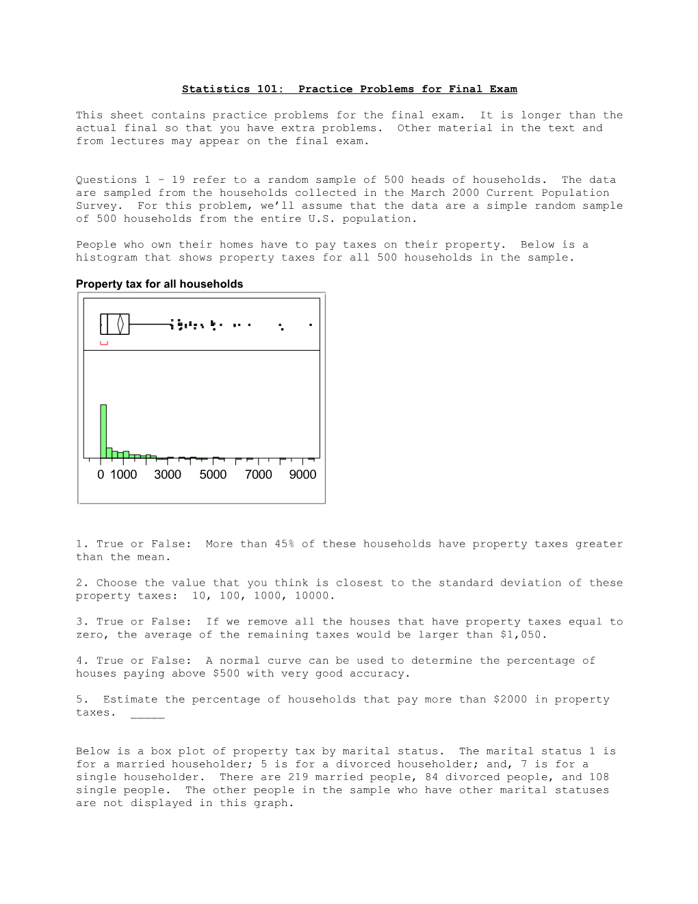 Statistics 101: Practice Problems for Final Exam