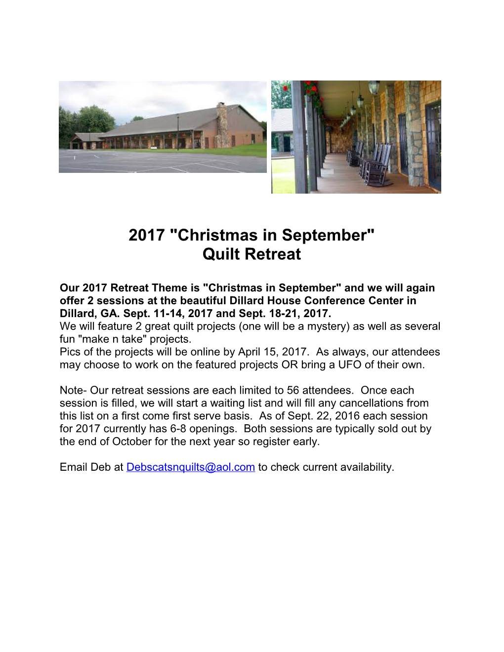 Dillard House Quilt Retreat 2017