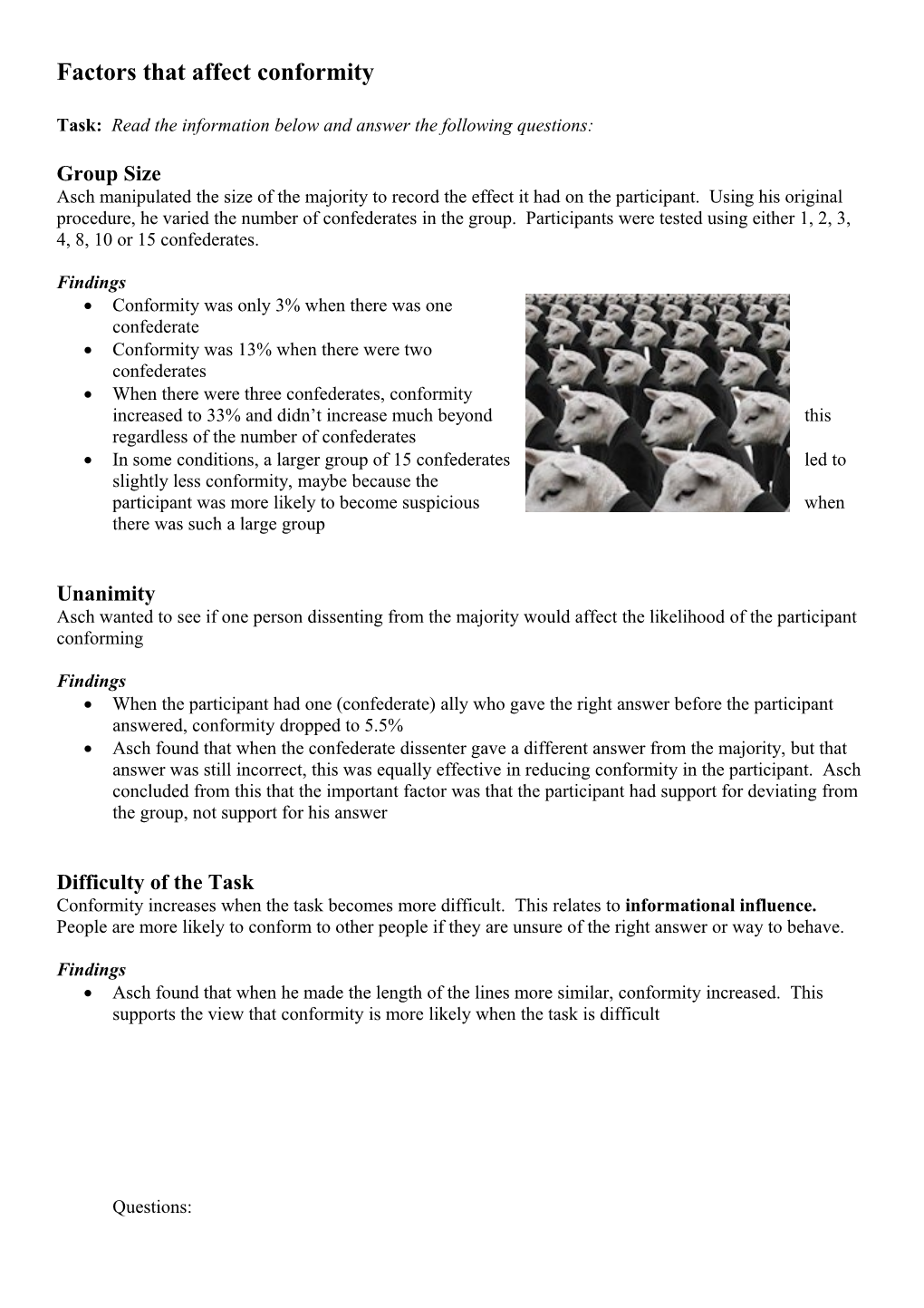 Factors That Affect Conformity