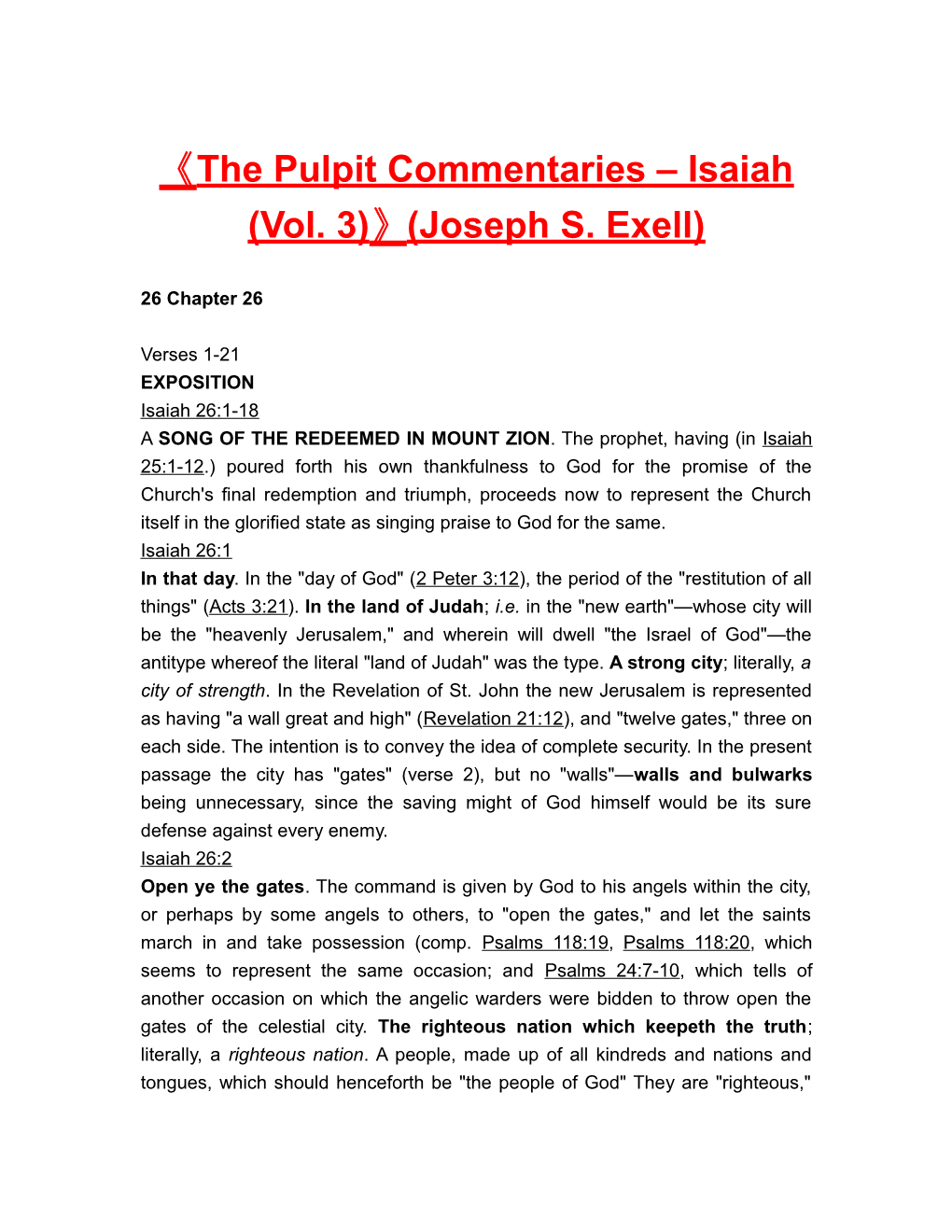The Pulpit Commentaries Isaiah (Vol. 3) (Joseph S. Exell)
