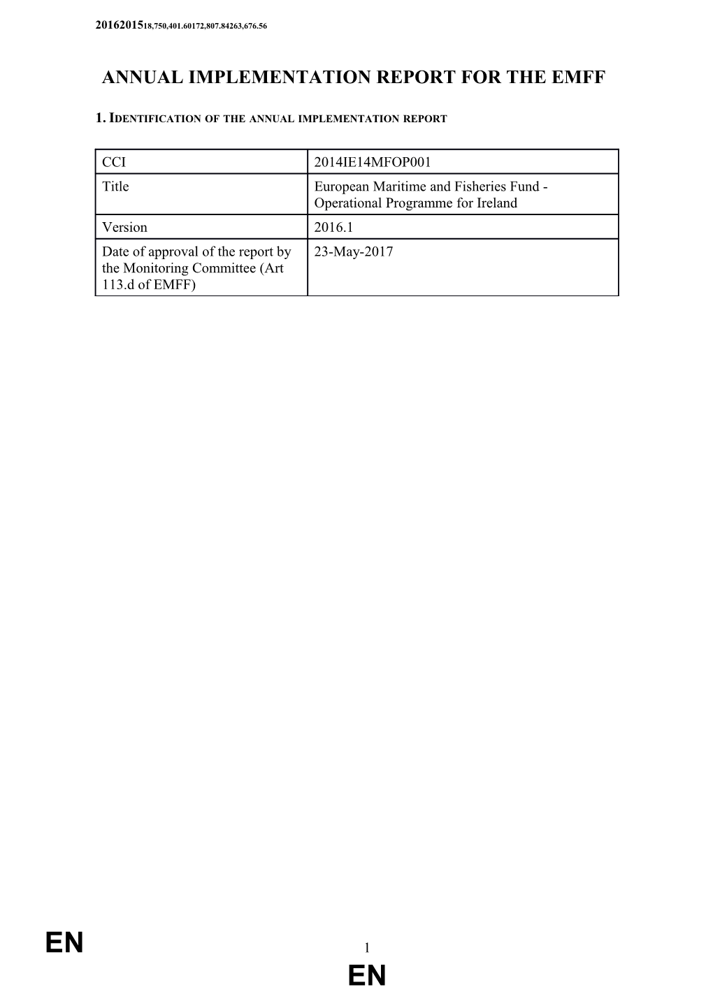 Annual Implementation Report for the Emff