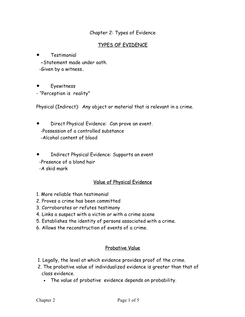 Chapter 2: Types of Evidence