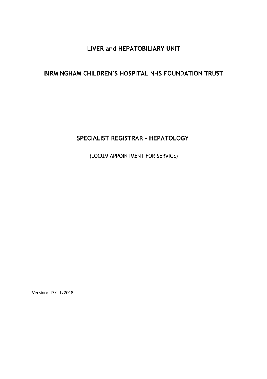 THE Birmlngham CHILDREN's HOSPITAL NHS TRUST