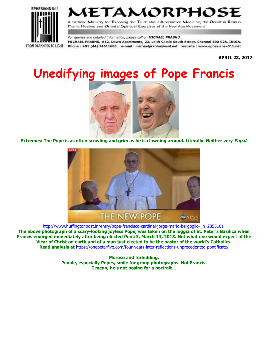 Unedifying Images of Pope Francis