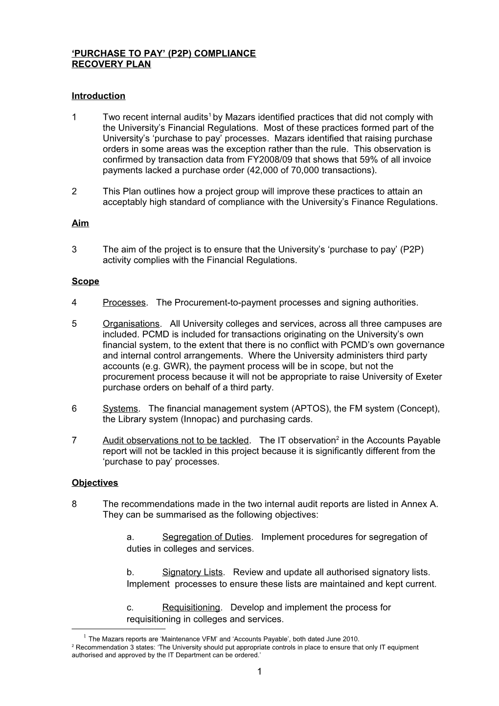 Internal Audit Plan