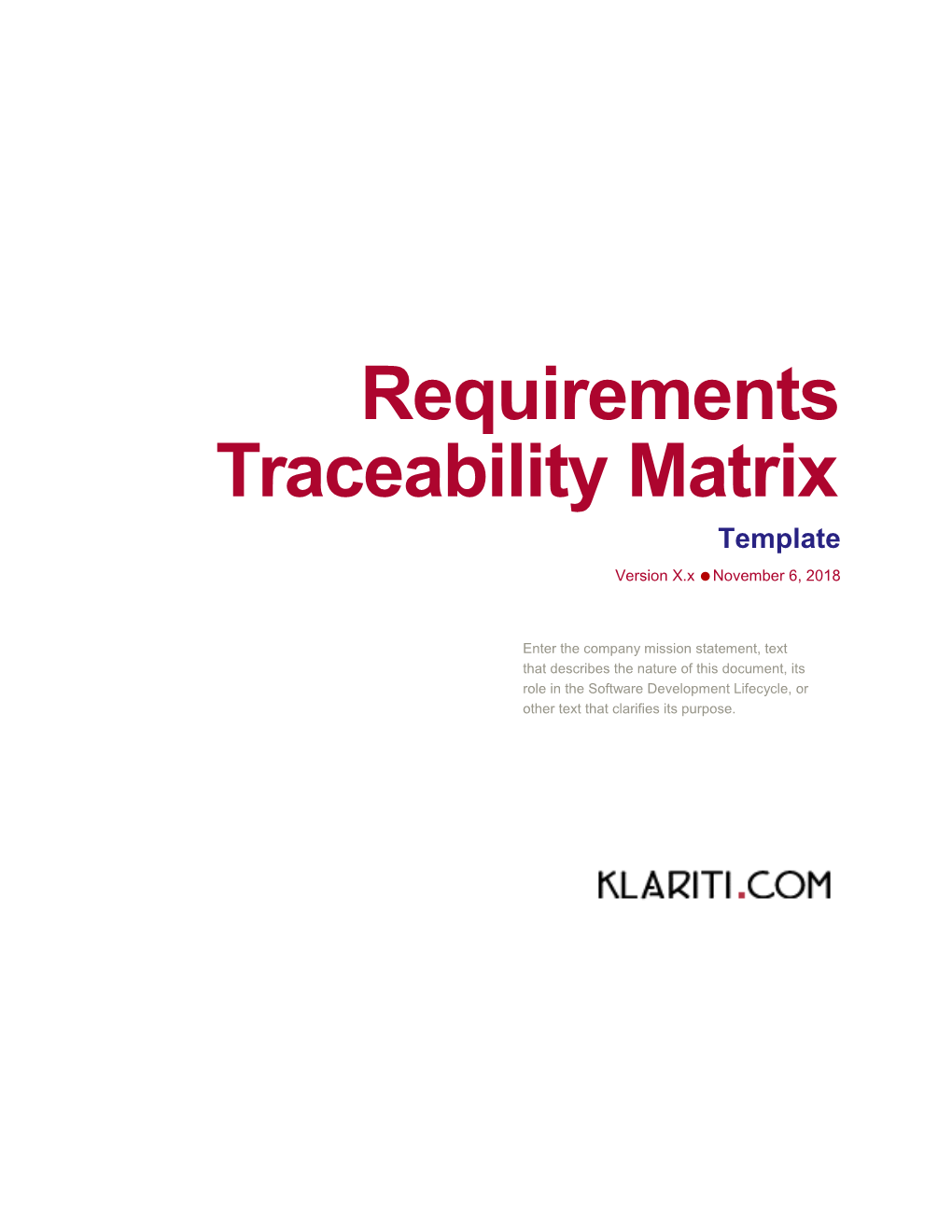 Requirements Traceability Matrix