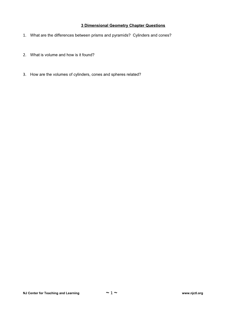 3 Dimensional Geometry Chapter Questions