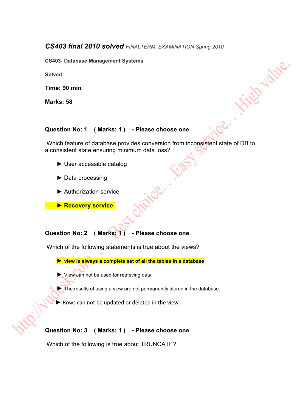 CS403 Final 2010 Solved FINALTERM Examinationspring 2010