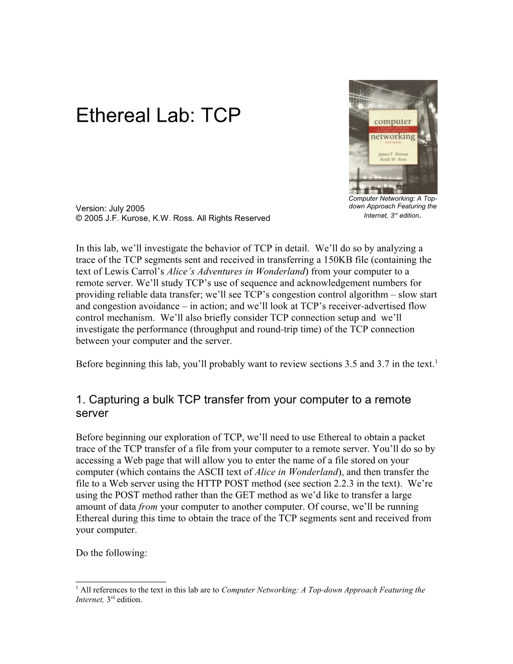 1.Capturing a Bulk TCP Transfer from Your Computer to a Remote Server